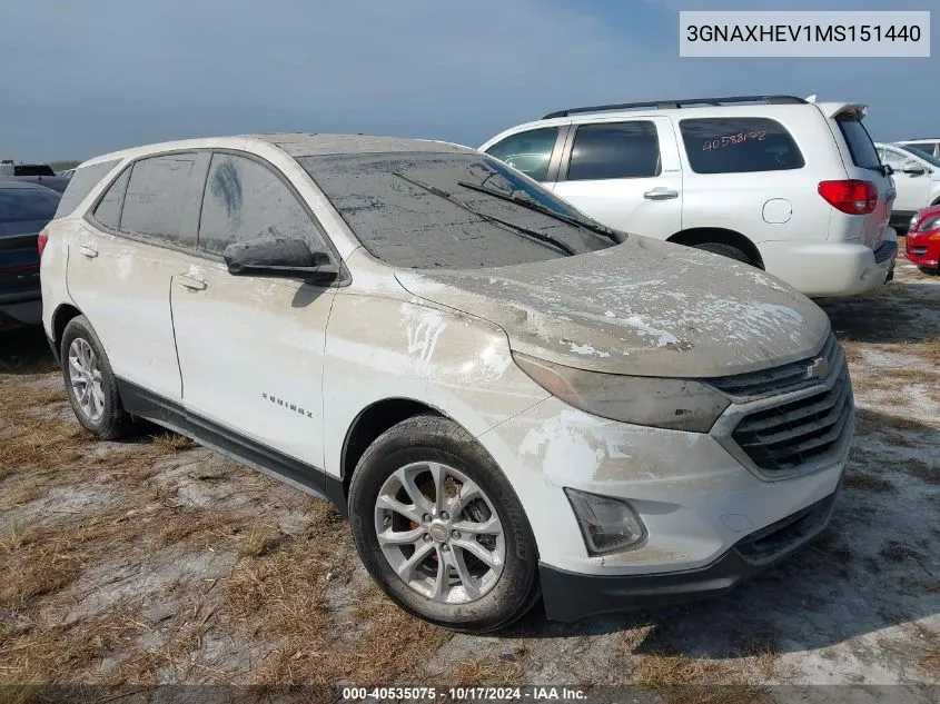 2021 Chevrolet Equinox Ls VIN: 3GNAXHEV1MS151440 Lot: 40535075