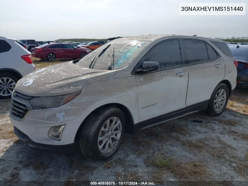 2021 Chevrolet Equinox Ls VIN: 3GNAXHEV1MS151440 Lot: 40535075