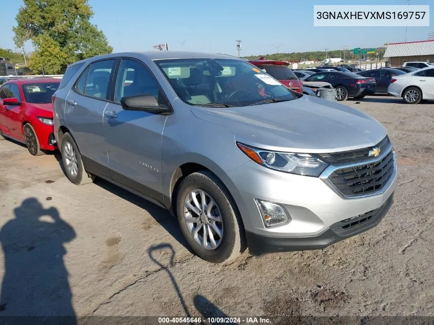 2021 Chevrolet Equinox Fwd Ls VIN: 3GNAXHEVXMS169757 Lot: 40545646