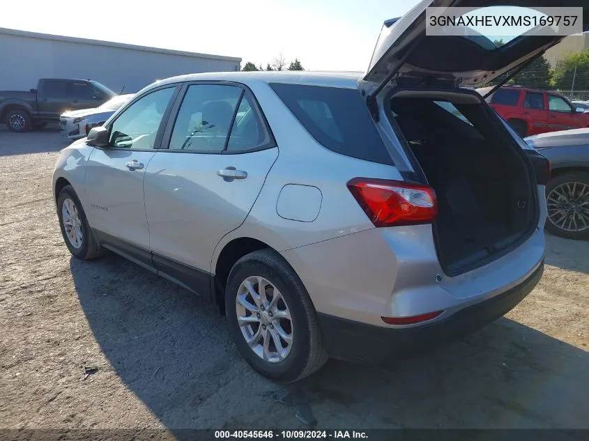 2021 Chevrolet Equinox Fwd Ls VIN: 3GNAXHEVXMS169757 Lot: 40545646