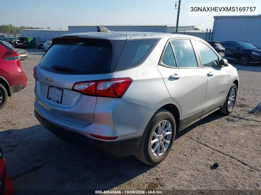 2021 Chevrolet Equinox Fwd Ls VIN: 3GNAXHEVXMS169757 Lot: 40545646