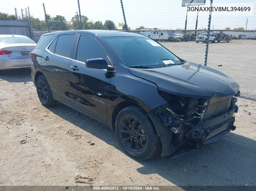 2021 Chevrolet Equinox Fwd Lt VIN: 3GNAXKEV8ML394699 Lot: 40552812