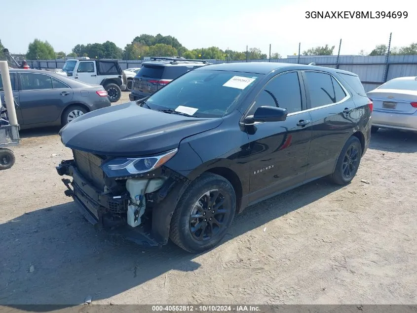 2021 Chevrolet Equinox Fwd Lt VIN: 3GNAXKEV8ML394699 Lot: 40552812