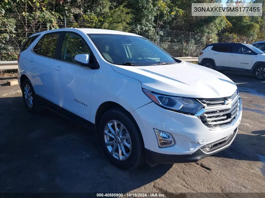 2021 Chevrolet Equinox Fwd Lt VIN: 3GNAXKEV5MS177455 Lot: 40585900