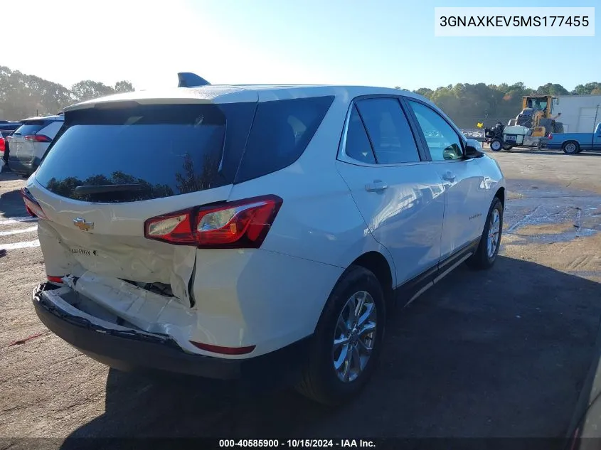 2021 Chevrolet Equinox Fwd Lt VIN: 3GNAXKEV5MS177455 Lot: 40585900