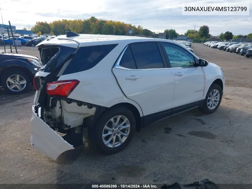 2021 Chevrolet Equinox Lt VIN: 3GNAXUEV4MS123799 Lot: 40586398