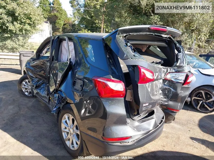 2021 Chevrolet Equinox Fwd Ls VIN: 2GNAXHEV9M6111802 Lot: 40592548