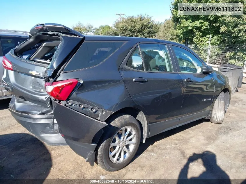 2021 Chevrolet Equinox Fwd Ls VIN: 2GNAXHEV9M6111802 Lot: 40592548