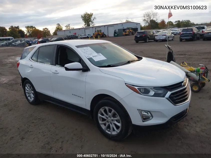 2021 Chevrolet Equinox Fwd Lt VIN: 3GNAXKEV0MS100623 Lot: 40602751