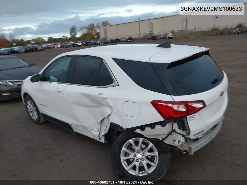 2021 Chevrolet Equinox Fwd Lt VIN: 3GNAXKEV0MS100623 Lot: 40602751