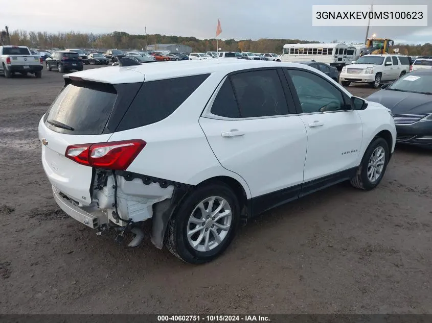 2021 Chevrolet Equinox Fwd Lt VIN: 3GNAXKEV0MS100623 Lot: 40602751