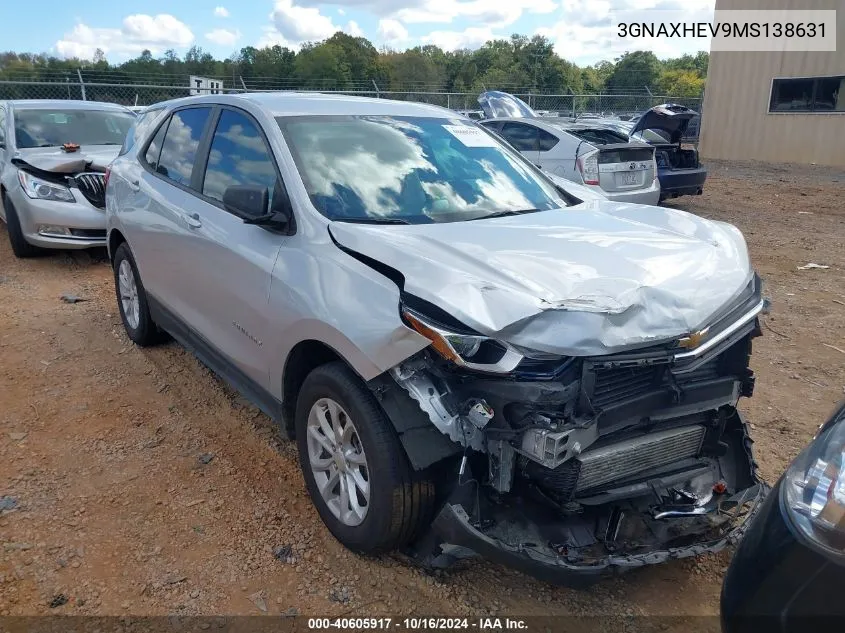 2021 Chevrolet Equinox Fwd Ls VIN: 3GNAXHEV9MS138631 Lot: 40605917