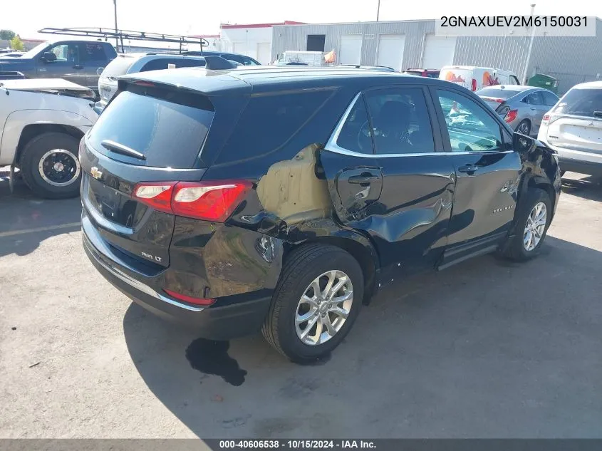 2021 Chevrolet Equinox Awd Lt VIN: 2GNAXUEV2M6150031 Lot: 40606538