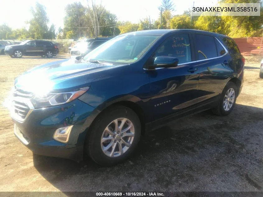 2021 Chevrolet Equinox Fwd Lt VIN: 3GNAXKEV3ML358516 Lot: 40610669