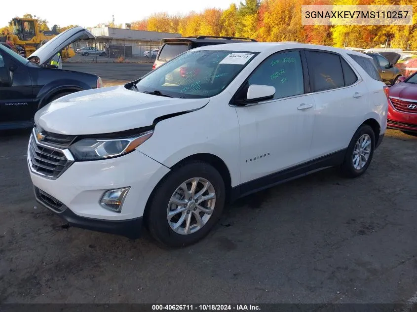 2021 Chevrolet Equinox Fwd Lt VIN: 3GNAXKEV7MS110257 Lot: 40626711