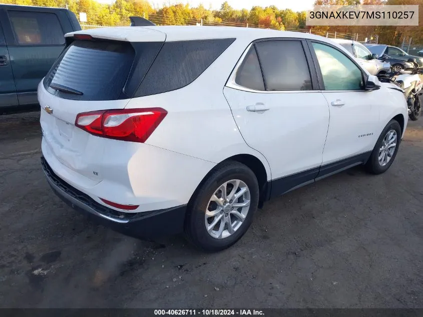 2021 Chevrolet Equinox Fwd Lt VIN: 3GNAXKEV7MS110257 Lot: 40626711