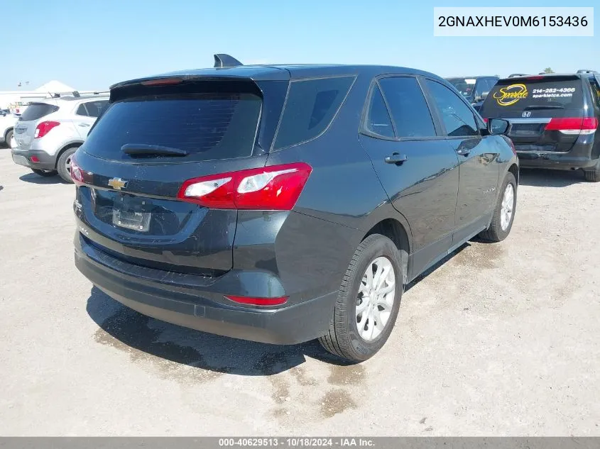 2021 Chevrolet Equinox Fwd Ls VIN: 2GNAXHEV0M6153436 Lot: 40629513