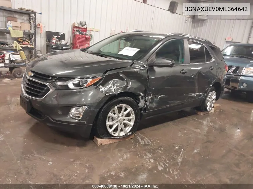 2021 Chevrolet Equinox Lt VIN: 3GNAXUEV0ML364642 Lot: 40639130