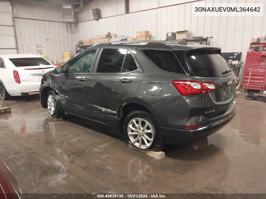 2021 Chevrolet Equinox Lt VIN: 3GNAXUEV0ML364642 Lot: 40639130