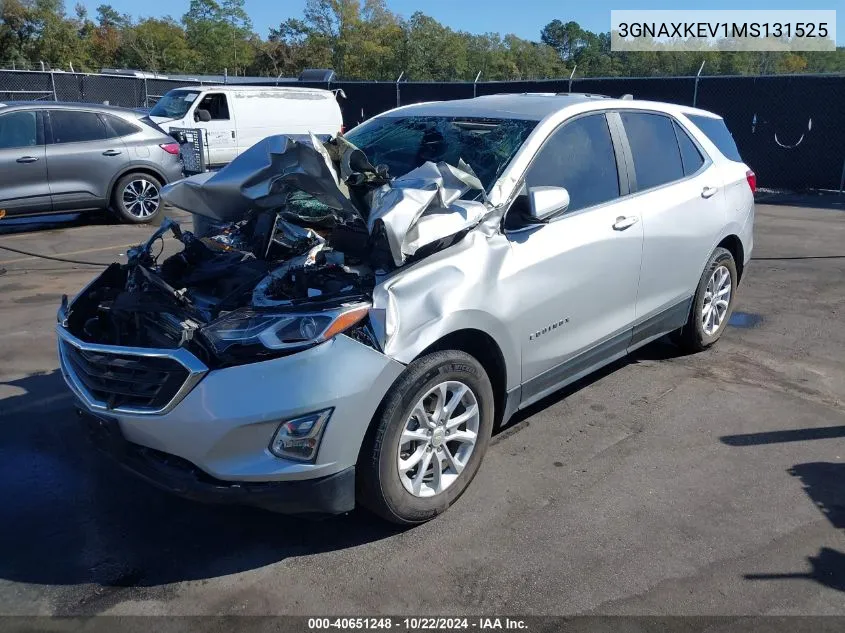 2021 Chevrolet Equinox Fwd Lt VIN: 3GNAXKEV1MS131525 Lot: 40651248