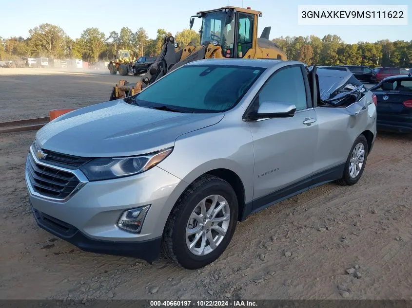 2021 Chevrolet Equinox Fwd Lt VIN: 3GNAXKEV9MS111622 Lot: 40660197