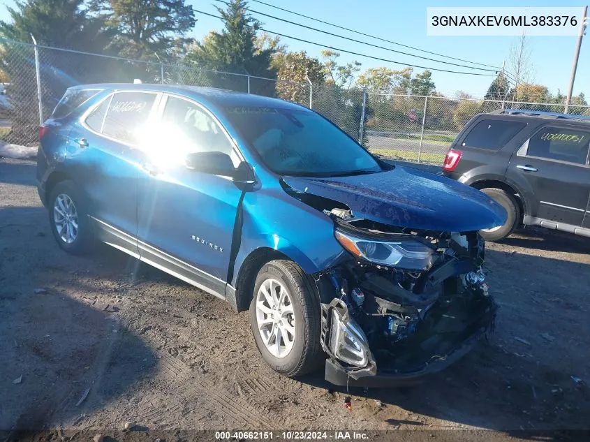 2021 Chevrolet Equinox Fwd Lt VIN: 3GNAXKEV6ML383376 Lot: 40662151