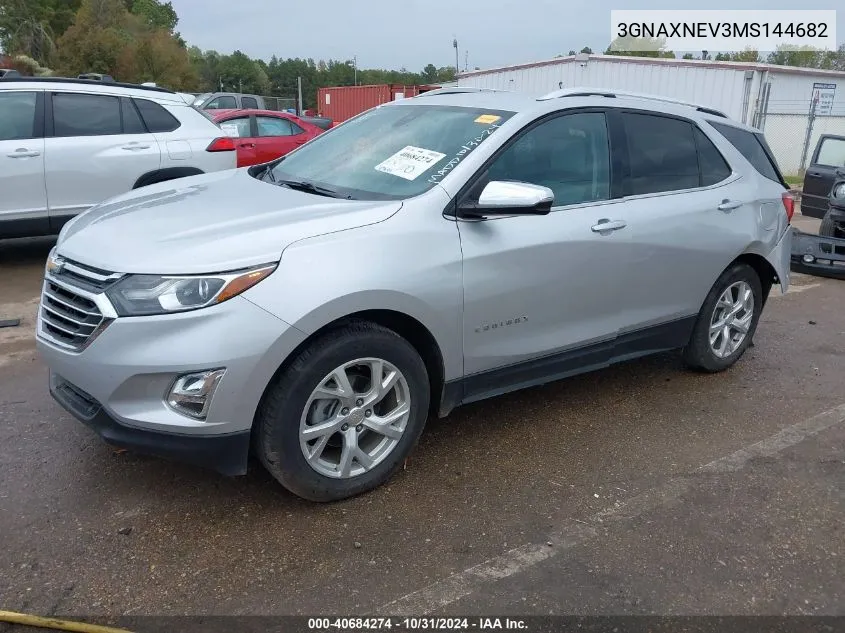 2021 Chevrolet Equinox Fwd Premier VIN: 3GNAXNEV3MS144682 Lot: 40684274