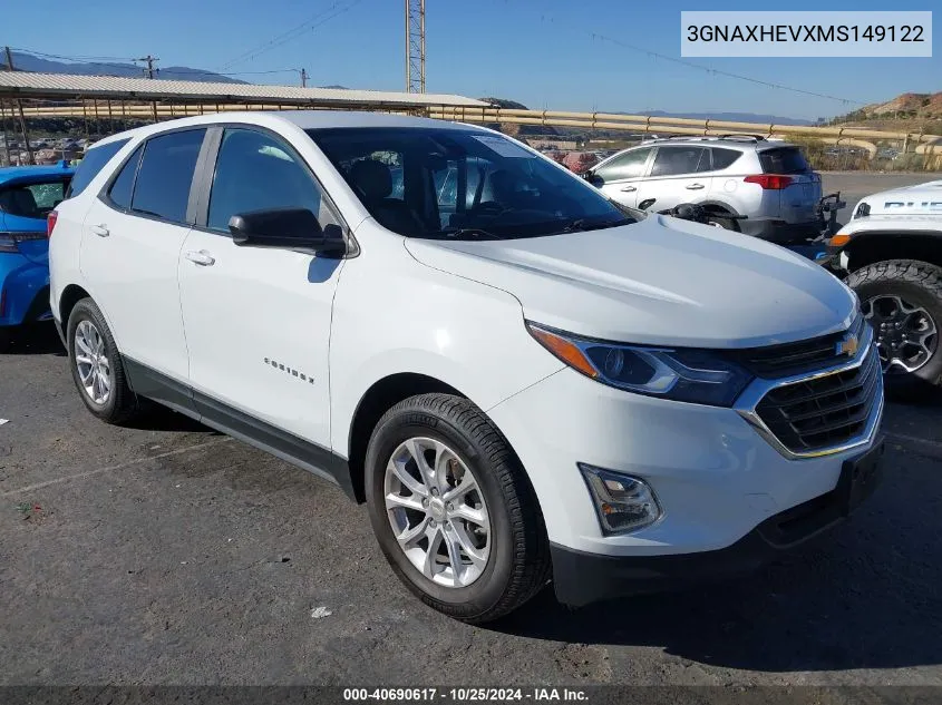 2021 Chevrolet Equinox Fwd Ls VIN: 3GNAXHEVXMS149122 Lot: 40690617