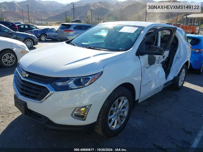 2021 Chevrolet Equinox Fwd Ls VIN: 3GNAXHEVXMS149122 Lot: 40690617