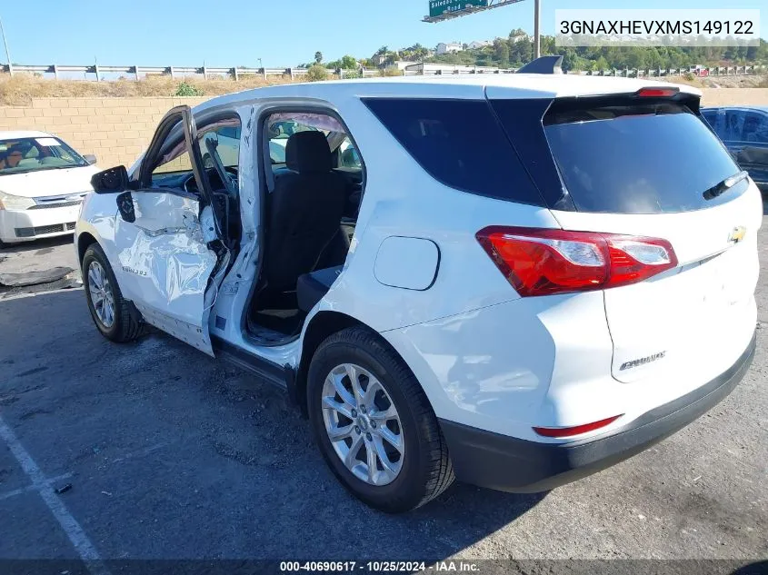 3GNAXHEVXMS149122 2021 Chevrolet Equinox Fwd Ls