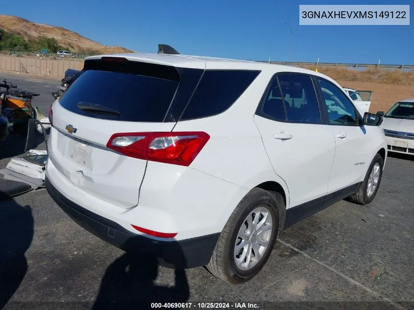 2021 Chevrolet Equinox Fwd Ls VIN: 3GNAXHEVXMS149122 Lot: 40690617