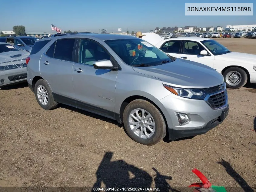 2021 Chevrolet Equinox Fwd Lt VIN: 3GNAXKEV4MS115898 Lot: 40691452