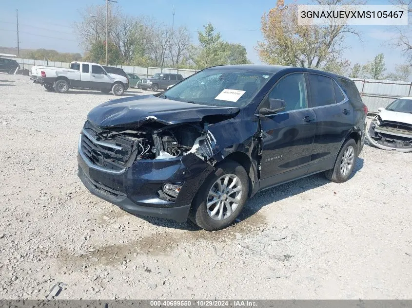 2021 Chevrolet Equinox Awd Lt VIN: 3GNAXUEVXMS105467 Lot: 40699550