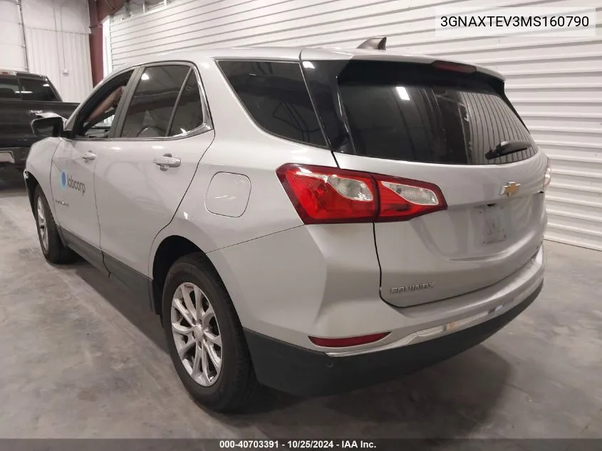 2021 Chevrolet Equinox Awd 2Fl VIN: 3GNAXTEV3MS160790 Lot: 40703391