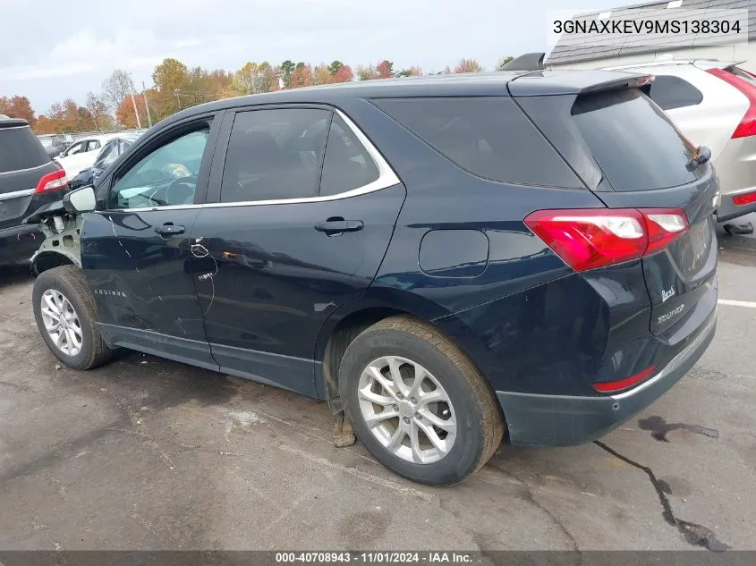 2021 Chevrolet Equinox Fwd Lt VIN: 3GNAXKEV9MS138304 Lot: 40708943