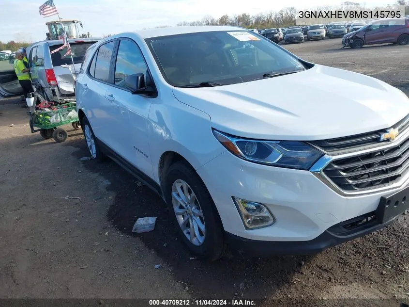 2021 Chevrolet Equinox Fwd Ls VIN: 3GNAXHEV8MS145795 Lot: 40709212