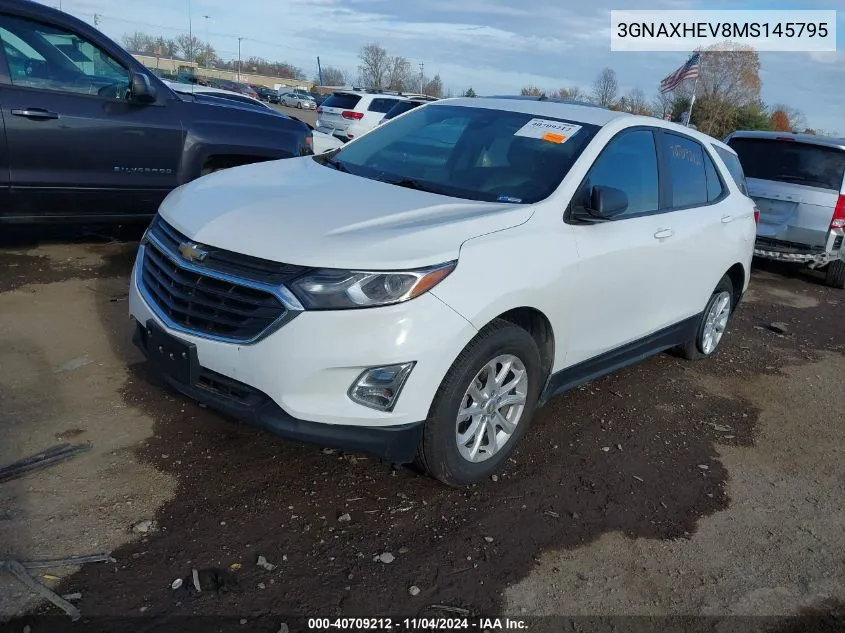 2021 Chevrolet Equinox Fwd Ls VIN: 3GNAXHEV8MS145795 Lot: 40709212