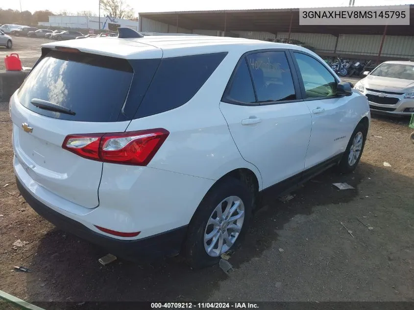 2021 Chevrolet Equinox Fwd Ls VIN: 3GNAXHEV8MS145795 Lot: 40709212