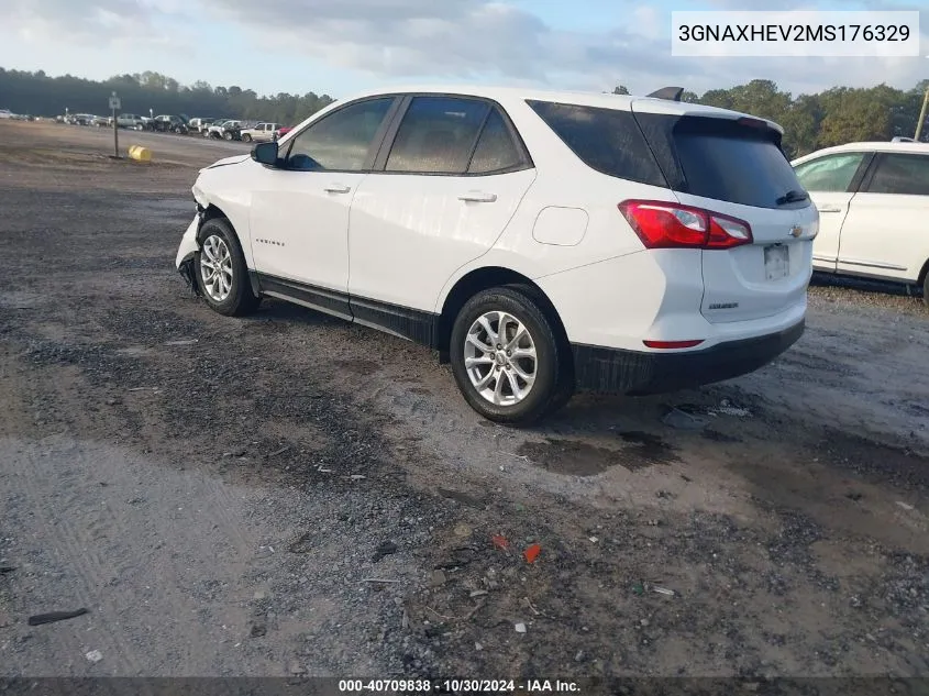 2021 Chevrolet Equinox Fwd Ls VIN: 3GNAXHEV2MS176329 Lot: 40709838