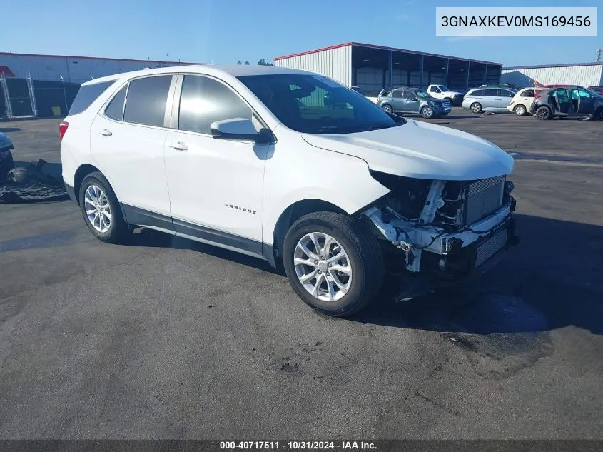 2021 Chevrolet Equinox Fwd Lt VIN: 3GNAXKEV0MS169456 Lot: 40717511