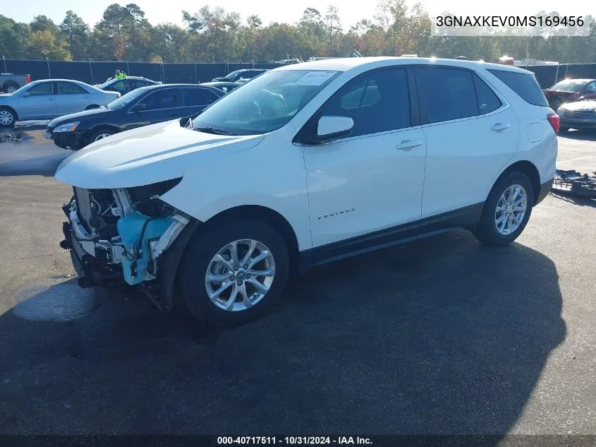 2021 Chevrolet Equinox Fwd Lt VIN: 3GNAXKEV0MS169456 Lot: 40717511