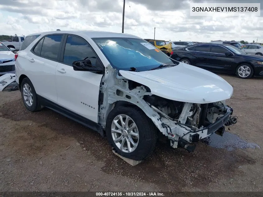 2021 Chevrolet Equinox Fwd Ls VIN: 3GNAXHEV1MS137408 Lot: 40724135