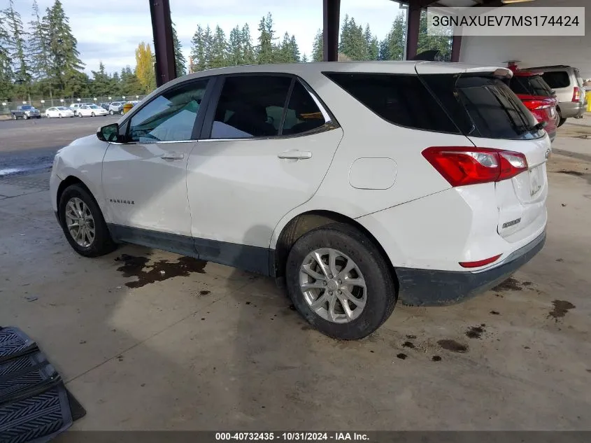 2021 Chevrolet Equinox Awd Lt VIN: 3GNAXUEV7MS174424 Lot: 40732435