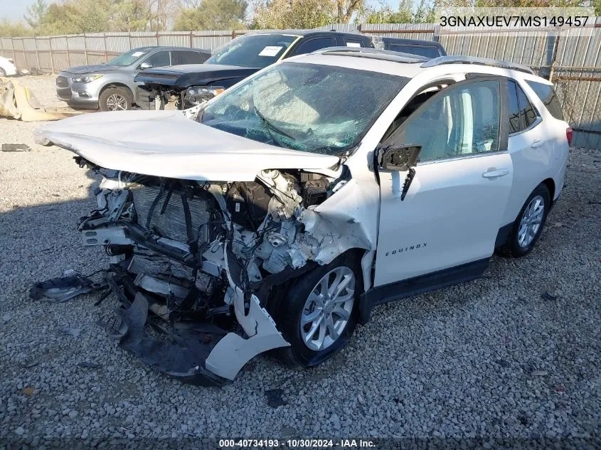 2021 Chevrolet Equinox Awd Lt VIN: 3GNAXUEV7MS149457 Lot: 40734193