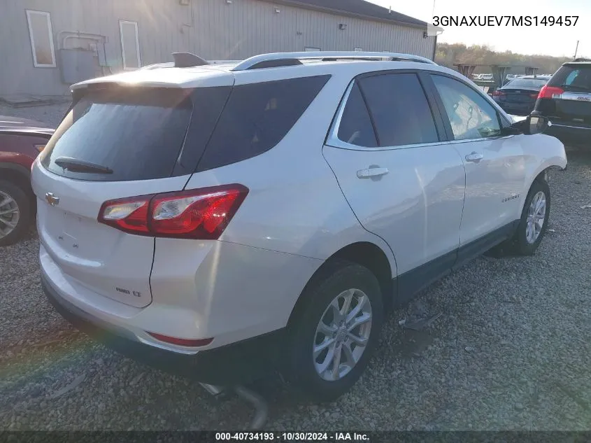 2021 Chevrolet Equinox Awd Lt VIN: 3GNAXUEV7MS149457 Lot: 40734193