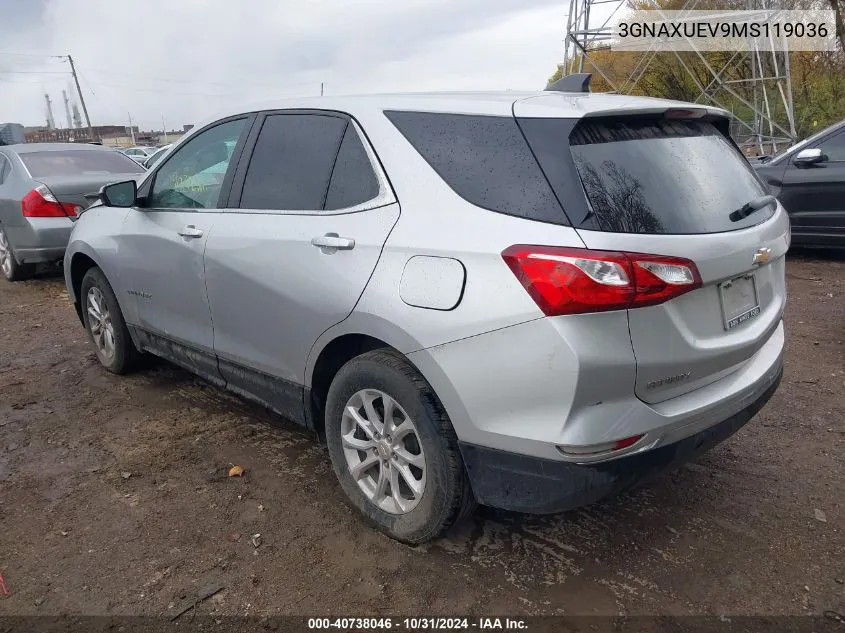 2021 Chevrolet Equinox Awd Lt VIN: 3GNAXUEV9MS119036 Lot: 40738046