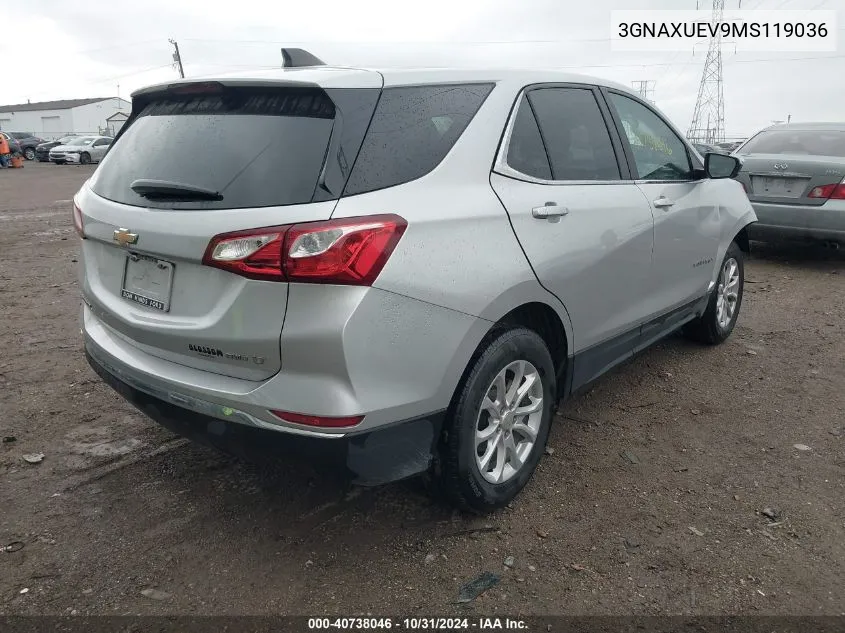 2021 Chevrolet Equinox Awd Lt VIN: 3GNAXUEV9MS119036 Lot: 40738046