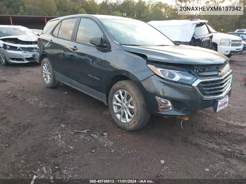 2021 Chevrolet Equinox Fwd Ls VIN: 2GNAXHEVXM6137342 Lot: 40748513