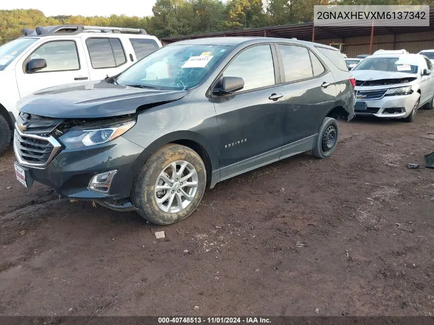 2021 Chevrolet Equinox Fwd Ls VIN: 2GNAXHEVXM6137342 Lot: 40748513