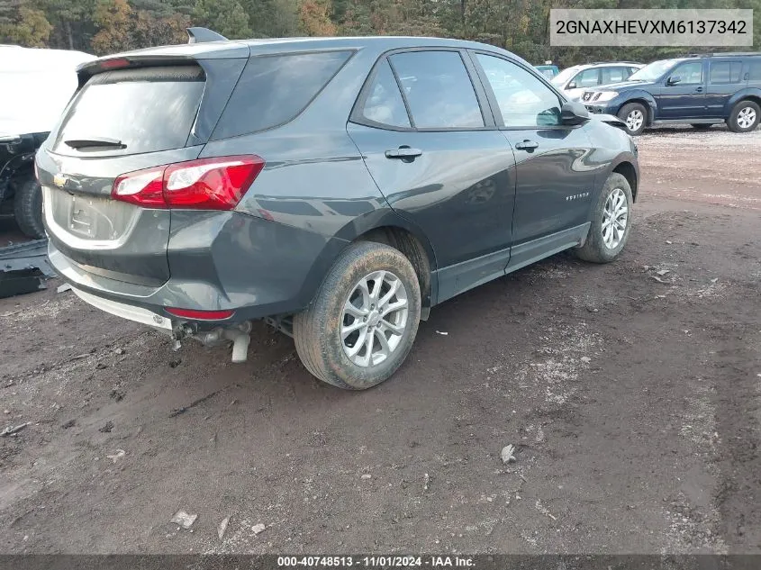 2021 Chevrolet Equinox Fwd Ls VIN: 2GNAXHEVXM6137342 Lot: 40748513